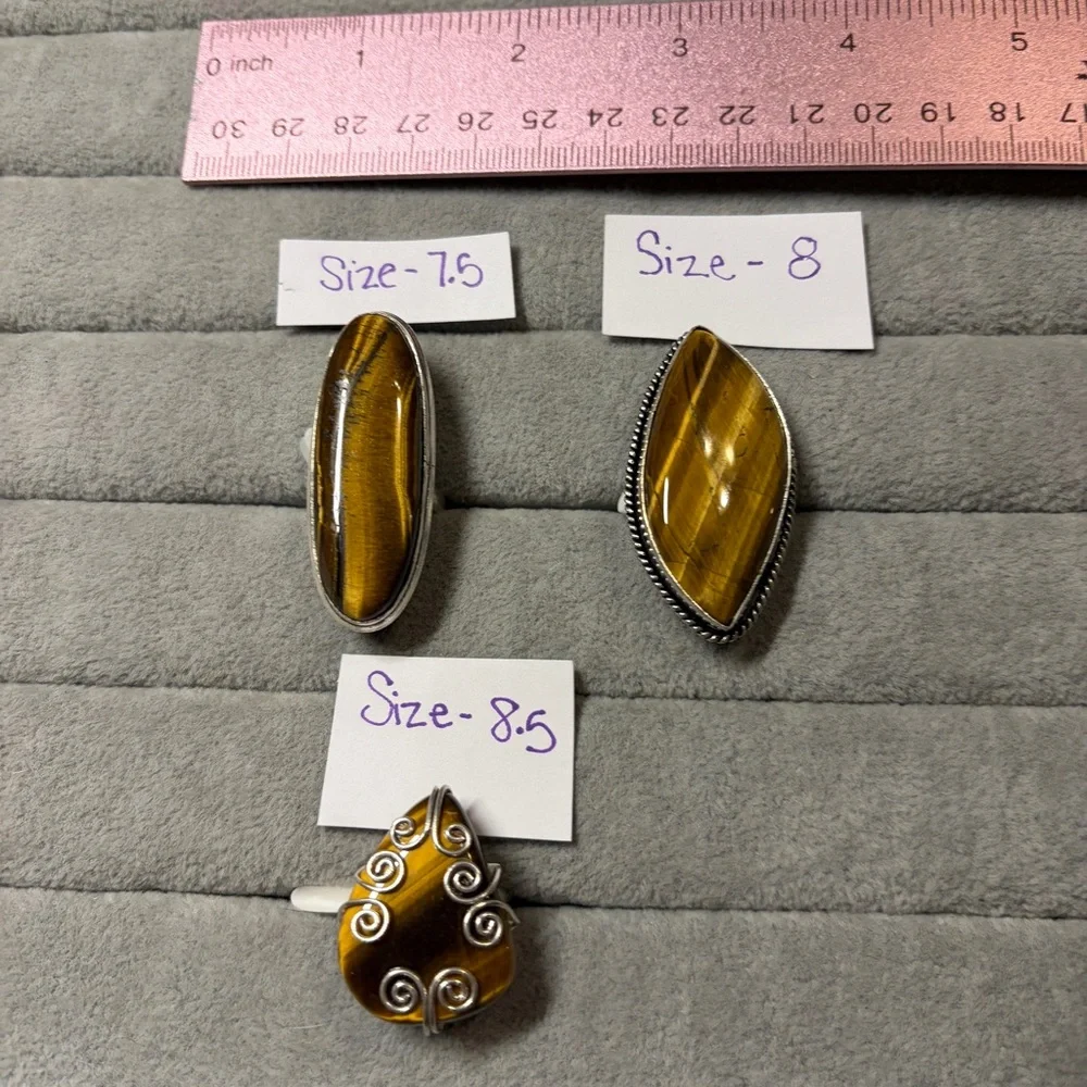 Tiger's Eye Ring with Silver Band